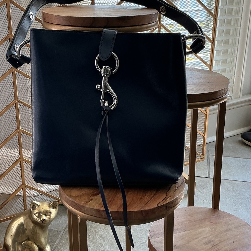 Rebecca Minkoff Navy Leather Crossbody Bag with Silver Hardware